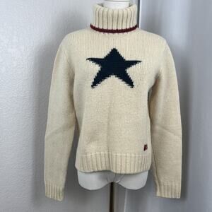 VTG Ralph Lauren Sweater Womens Large Star Wool Silk Linen Preppy Americana